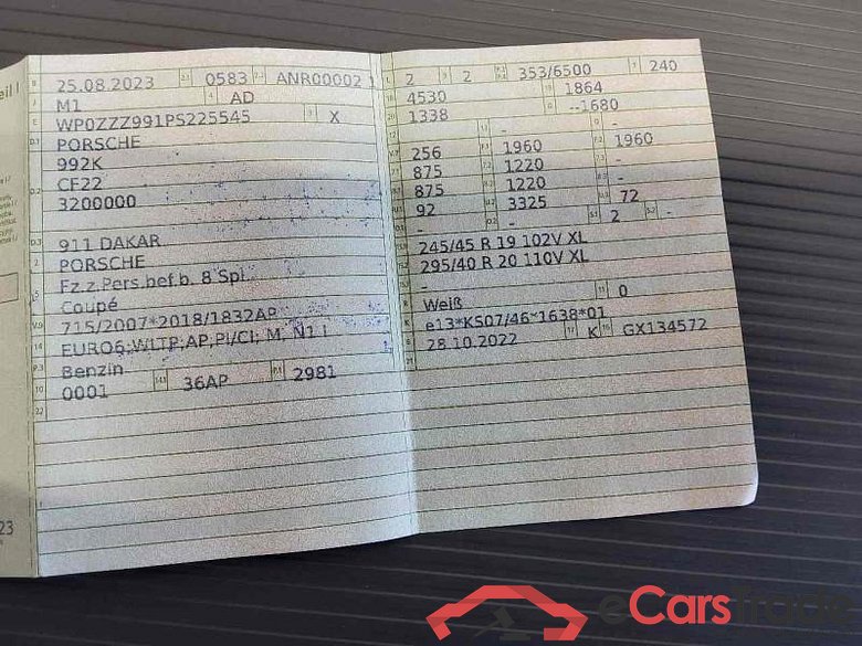 PORSCHE 911 (Typ 992)(01.2019->) DE - Cp2 3.0 GTS EU6d, Dakar OPF (EURO 6d), 2022 - 2024 #4