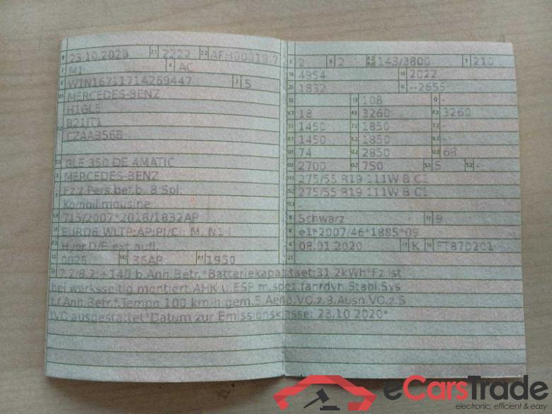 Mercedes-Benz GLE -Klasse (BM 167)(10.2018->) DE - SUV5 GLE 350 de EU6d, 4Matic (EURO 6d), 2019 - 2023 #2