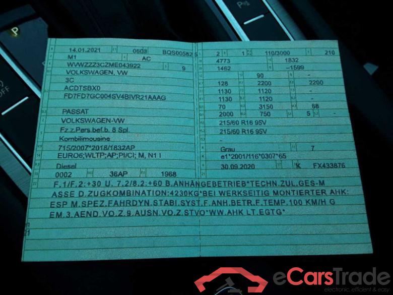 Volkswagen Passat Variant (CB5)(03.2019->) DE - Kb5 2.0 TDI BMT/Start-Stopp EU6d, (EURO 6d), (Facelift) 2020 - 2024 #2