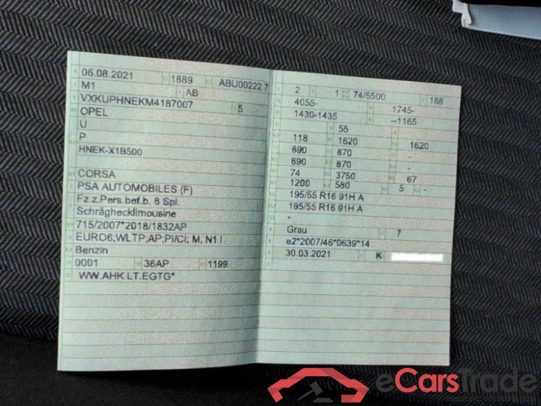 Opel Corsa F (2019->) DE - LimS5 1.2 Turbo EU6d, Edition (EURO 6d), 2019 - 2023 #6